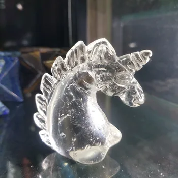 2019 quente 2 polegadas de 100% Naturais de cristal transparente escultura unicórnio frete Grátis  5