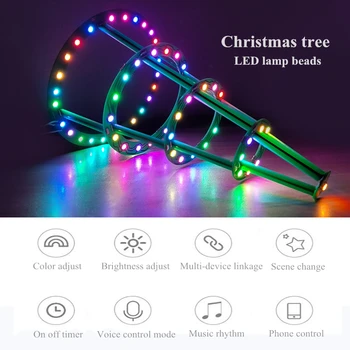 DoHome Nova Árvore de Natal de Luz Led de Conexão wi-Fi Lâmpada de Contas com Microfone Com Dezenas de Modos de Luz Apoio do Google, ALEXA  5