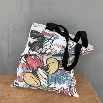 Disney novo saco de lona de senhoras de ombro único ins dos desenhos animados bonitos impressão de Mickey mouse estudante de moda de lona bebê, bolsa de meninas  10