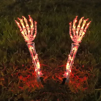 10m 100LED Halloween LED Luzes de corda Esqueletos Mãos Braço Estaca Luzes para o Exterior, Jardim, Quintal Festa de Halloween Decorações Lâmpada  5