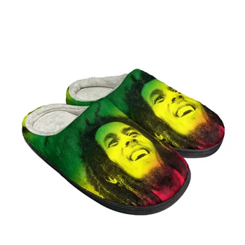 Bob Marley Reggae Rasta Cantor Casa De Algodão Personalizado Chinelos De Quarto Mens Sandálias Das Mulheres De Pelúcia Casual, Manter-Se Aquecido Sapatos Térmica Chinelo  10
