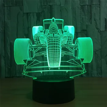 3D LED Lâmpada Cool Carro de Corrida Formula 7 Gradiente de Cor Luz da Noite de Natal, Presente de Aniversário de Brinquedo de Menino Multicolor Lâmpada  5