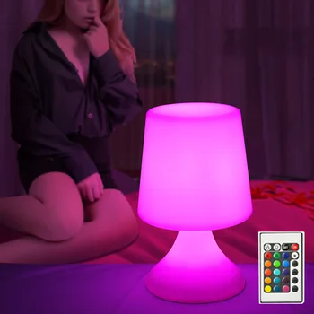 BEIAIDI Romântico RGB LED Lâmpada de Mesa Com controle Remoto Quarto-de-Cabeceira a Luz da Noite Restaurante Café Bar, KTV Atmosfera de Luz da Decoração  5