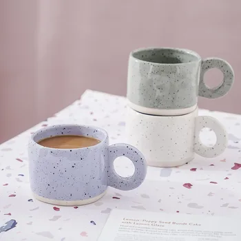 300mL de mão criativa-espremido respingo de tinta simples Nórdicos cerâmica xícara de café personalidade copo de água caneca de microondas disponíveis canecas  1