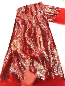 venda quente de Noiva Laço de Tecido ZH-188689 Bordado em Tule Tecido do Laço com lantejoulas Para o vestido de Casamento  10