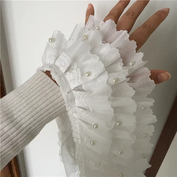 5M de Três camadas Plissadas Ruffle do Chiffon Frisada Guarnição do Laço de Tecido Para Costurar Saia Punhos Dress Vestido de Casamento de DIY Acessórios  10