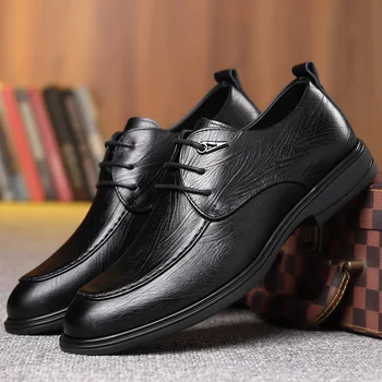 Homens sapatos de couro 2021 de negócios de outono vestir sapatos de couro Britânico vento noivo de casamento sapatos de condução sapatos da moda de sapatos da maré  5