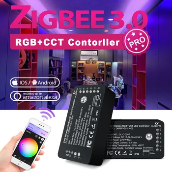 GLEDOPTO ZigBee 3.0 Tira o Controlador do RGB RGBCCT Controlador LED Pro Trabalho com Alexa Eco Plus SmartThings APLICAÇÃO Inteligente de Controlo de Voz  0