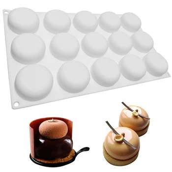 15 Orifícios do Molde do Bolo Semi Esfera Molde de Silicone DIY Pudim de Chocolate Fondant Molde Sobremesa Ferramenta para Tomada de Cozinha Cozimento Acessórios  4
