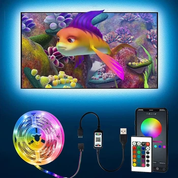 Luz LED Strip RGB 5050/2835 Luces USB 5V Flexível, Lâmpada do Diodo Fita Bluetooth, TV com Controle Remoto Ecrã Parte de Decoração do Quarto  3
