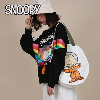 Kawaii Snoopy Anime Cartoon Rodada Japonês Messenger Bag Rodada Do Ombro Saco De Lona Aluno Saco De Compras Graffiti Saco De Ombro  10
