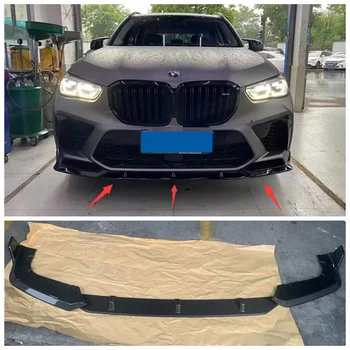 Carbono de alta Qualidade e Fibra ABS Preto pára-choques Frontal, Lábio Divisor de Difusor Lip Spoiler Para BMW F95 X5M 2019 2020 2021 2022  5
