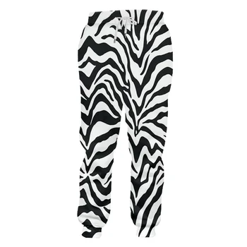 LCFA Casual Calças de Menino Novo Longa Solta Leopard 3D Calças Impresso Listras de Zebra hip hop Tamanho Grande Figurino Unisex Inverno de Calças  10