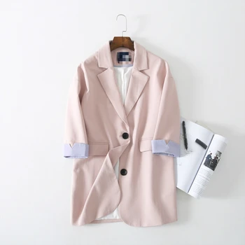2020 primavera novo estilo coreano Slim longo terno feminino cor sólida selvagem fina de moda de terno Blazer jaqueta  5