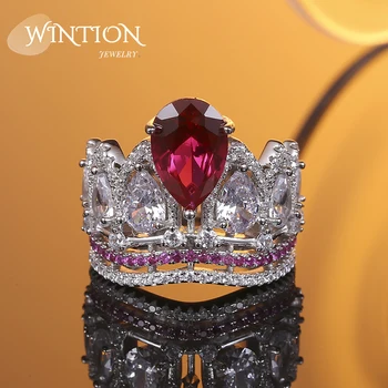 WINTION nova coroa anel de mulheres anéis S925 prata nobre, elegante e high-end de noiva jóias de casamento frete grátis  10