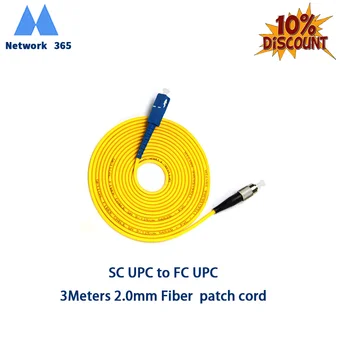 SC/UPC--FC/UPC 3 Metros SM Único Modo Simples de Fibra Óptica cabos de Fibra FTTH Cabo Jumper 2.0 mm  5