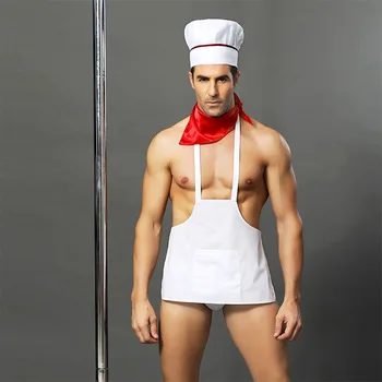 Sexy, Erótica de Homens Chef Lingerie Uniforme Cosplay Bodysuit Fresco Quente Cozinhar Terno Porno de Dormir dramatização para a Festa de Fantasias para Homens  5