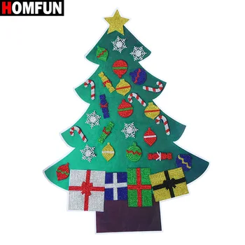HOMFUN 5D DIY Diamante Pintura Árvore de Natal de Presente de Ano Novo Garoto de Brinquedo Árvore Artificial Janela da Parede Autocolante de Decoração de Natal  5