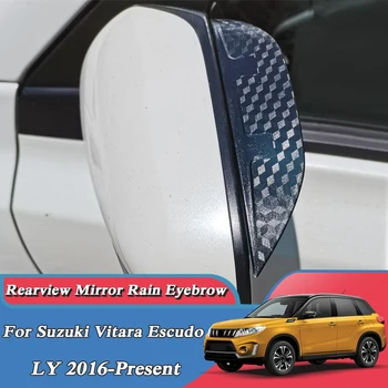 Carro 2pcs de Carbono Firber Preto Espelho Retrovisor Chuva Sobrancelha Para Suzuki Vitara Escudo de L e S. CRUZ SX4 SWIFT 2014-Presente Auto Viseira  5
