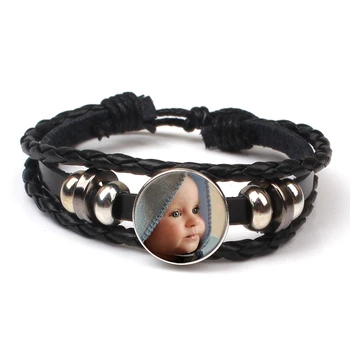 Personalidade DIY padrão de texto, foto da família, bracelete feito a mão bebê, criança, pai-criança membro da família pulseira de charme pessoal personalizado  4