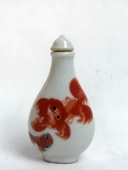 YIZHU CULTUER Coleção de ARTE Antiga Chinesa Famille rose de Porcelana Pintura de Leão Snuff Bottle Decoração Presente  4