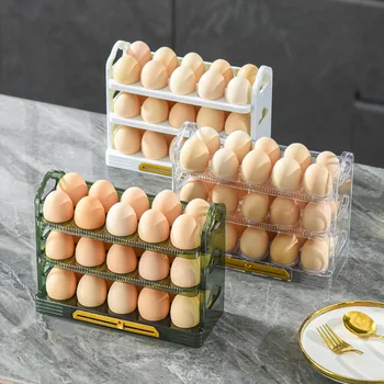 Reversível frigorífico ovo de armazenamento de caixa de multi-camada de cozinha ovo rack de grande capacidade de doce de manutenção de armazenamento de caixa de organizadores  4