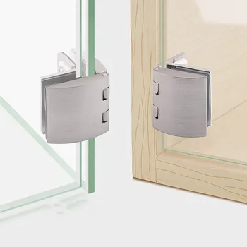 Liga de zinco dobradiça da porta de vidro braçadeira de 90 Graus Bilaterais Clip de fixação para 8-10 mm visor de vidro do armário Vitrine de Ferragens  2