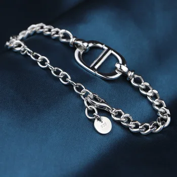 Han edição ins moda S925 pulseira de prata contratada letras pequenas pulseira brisa fresca luz luxos para enviar sua namorada  5