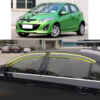 Adesivos de carro de Plástico Vidro de uma Janela de Vento Viseira Chuva/Sol Fumaça Guarda de Ventilação protetora Para MAZDA 2 MAZDA2 Hatchback 2010-2015  5