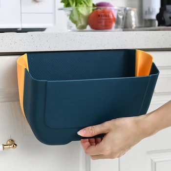 Dobrável Portátil Cozinha Lata De Lixo Pendurado Lixo Dobrável Travar Lixo Plástico Pode Durável Para O Armário De Quarto De Banho   5