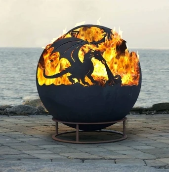 O projeto o mais atrasado de ferro fundido metal de bola de fogo de dragões de escultura ao ar livre  5