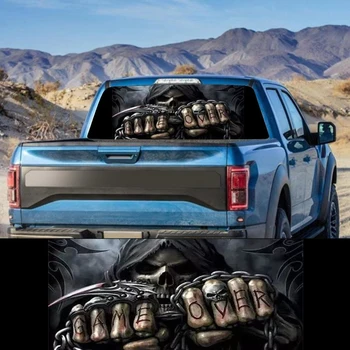Mal Esqueleto para o Caminhão Jeep Jipe de Captação 3D pára-brisa Traseiro de etiqueta Autocolante de Decoração de Janela Traseira de Vidro do Cartaz de 53,1 x 14.2 Polegadas  5