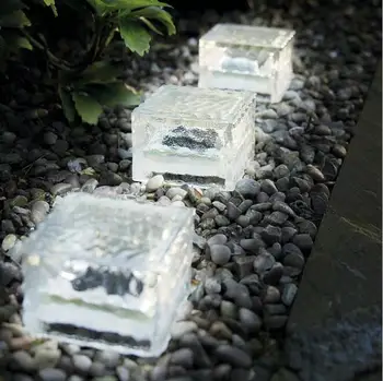 10pcs/lot Solar Impermeável LED Alimentação Chão de Vidro Cristal de Gelo, Forma de Tijolo Pátio Exterior Luz do Jardim de Paisagem de Metro de Lâmpadas  5