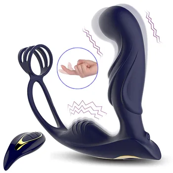 Controle remoto anal com vibrador brinquedo adulto masturbador masculino massageador de próstata com anel peniano para estimular o ponto G vibrador plug anal  5