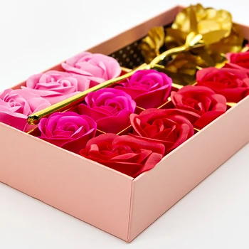 Floral Perfumado Sabonete 13Pcs Rosa Simulação de Rosas Melhores Presentes cor-de-Rosa Para as Suas Mulheres Meninas Mom Amante Caixa Aniversário Artificial Rosa de Presente  5
