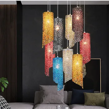 nordic moderna de suspensão loft 7 cores de vidro lustre luminária industrial decoração dispositivos elétricos de luzes e27/e26 para restaurante de cozinha e2  5